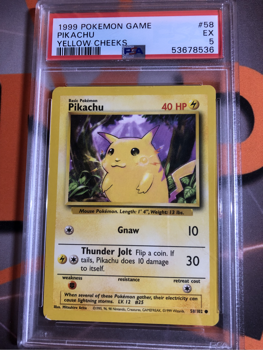 Pikachu VINTAGE Yellow Cheeks 1999 Graded PSA 5 Pokémon trading card