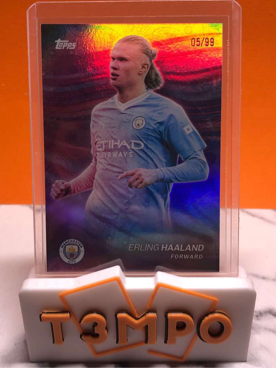 Erling Haaland NUMBERED out of 99 Topps 2023 Soccer trading card 