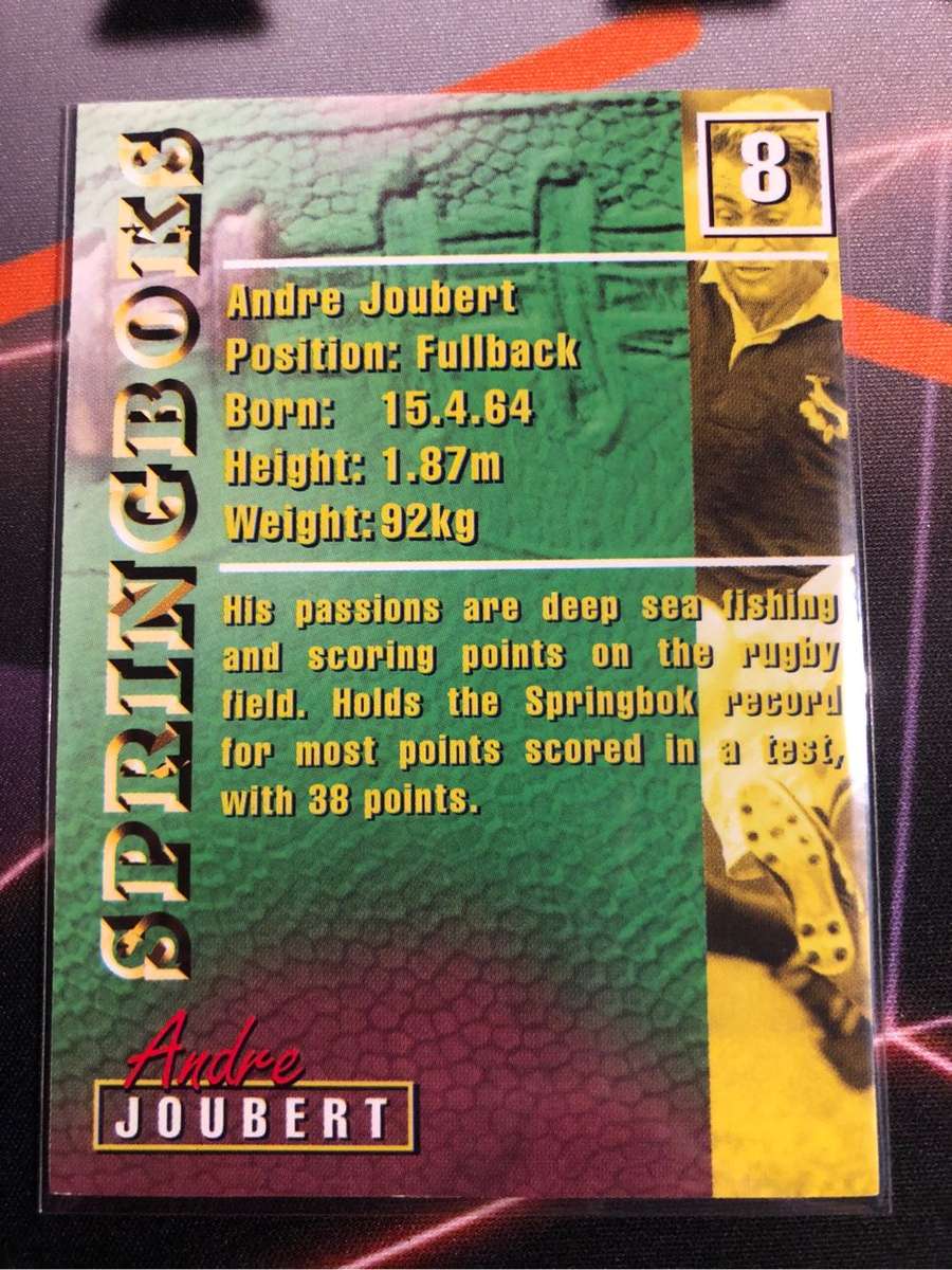 Andre Joubert RARE Springbok 1997 Rugby trading card