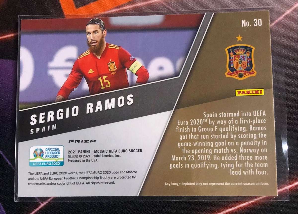 Sergio Ramos Mirror Refractor Montage 2020 Euros Mosaic soccer trading card
