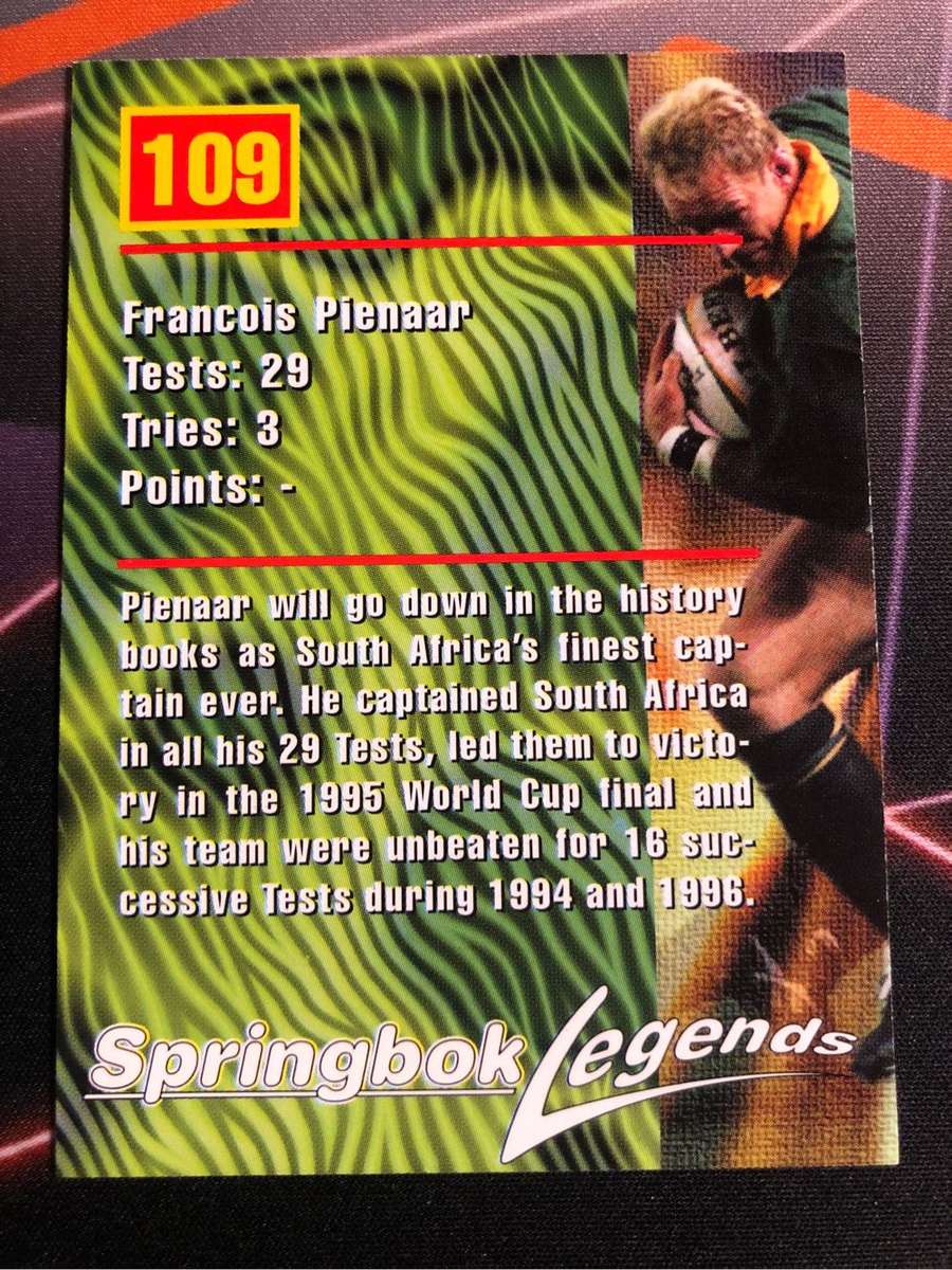 Francois Pienaar Springbok Legends 1997 Rugby trading card