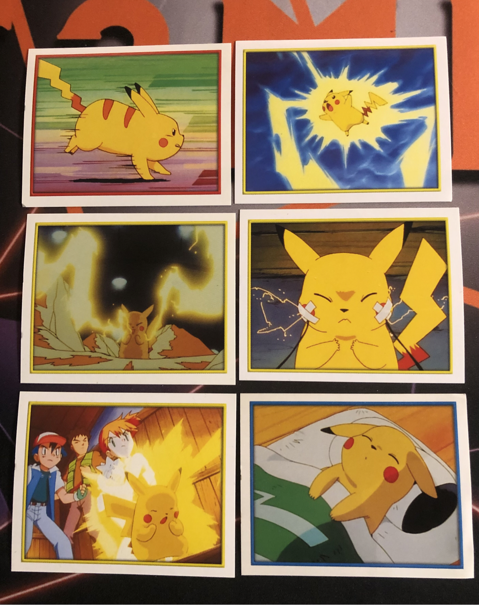 Pikachu Rare BUNDLE of 6 Pokemon Topps Merlin stickers  Unstuck Near mint condition