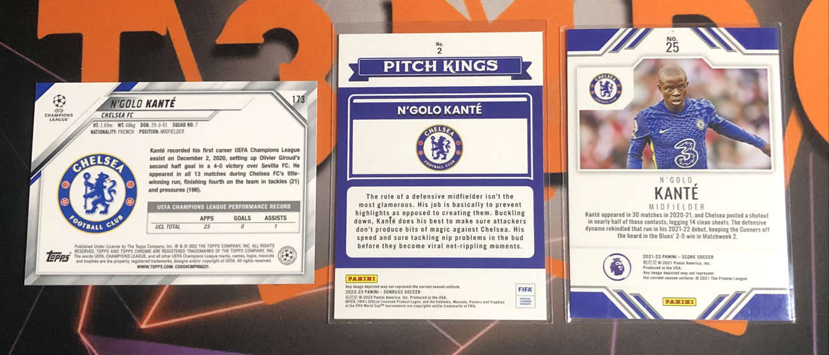 Ngolo Kante Chelsea BUNDLE of 3 rare DISCOUNTED Soccer trading cards