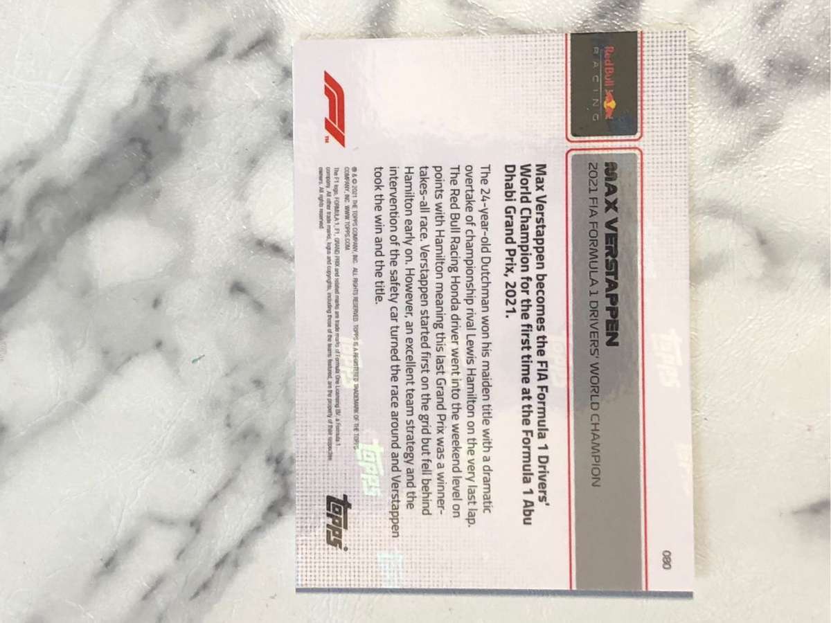 Max Verstappen Drivers World Champion Topps NOW 2021 F1 trading card