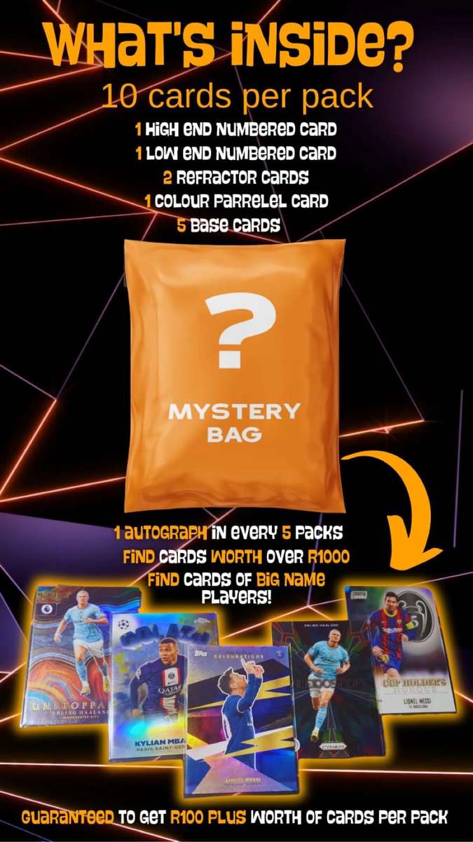 10 card Soccer Mystery pack of 10 SUPER RARE cards  (Find valuable Autograph cards)