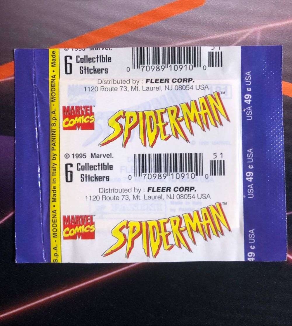 1995 MARVEL Spider-Man Very RARE panini UNOPENED pack of 6 stickers