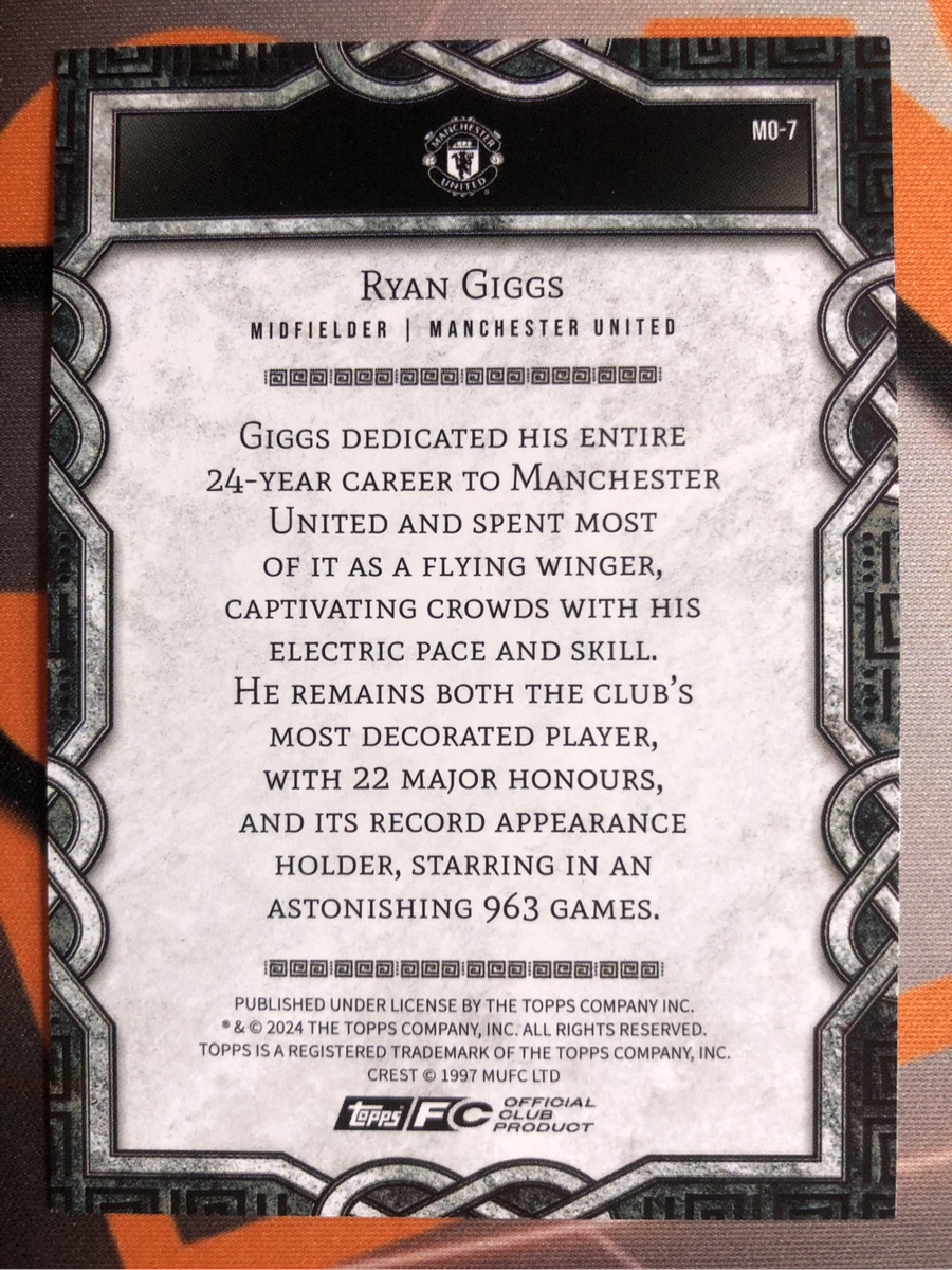 Ryan Giggs NUMBERED out of 175 BLUE Lightning Insert Man United 2025 Soccer trading card