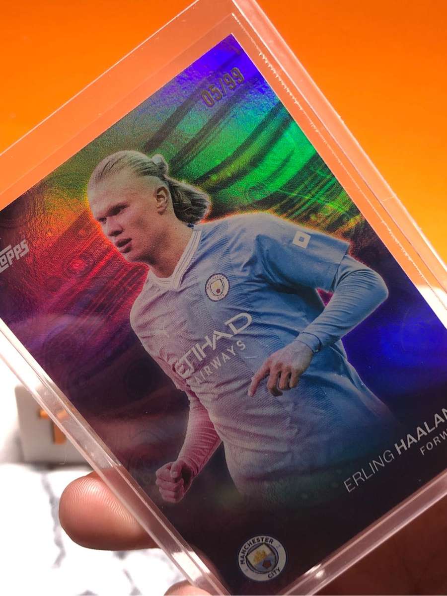 Erling Haaland NUMBERED out of 99 Topps 2023 Soccer trading card 