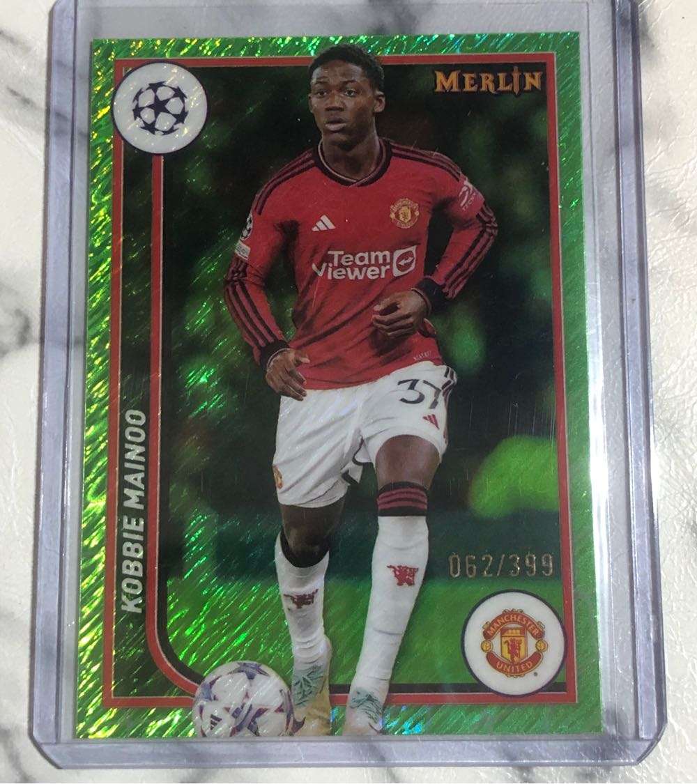 Kobbie Mainoo NUMBERED out of 399 GREEN Topps Merlin 2024 Man United soccer trading card