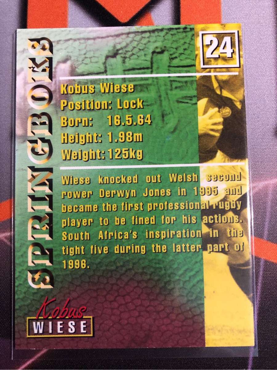 Kobus Wiese RARE Springbok 1997 Rugby trading card