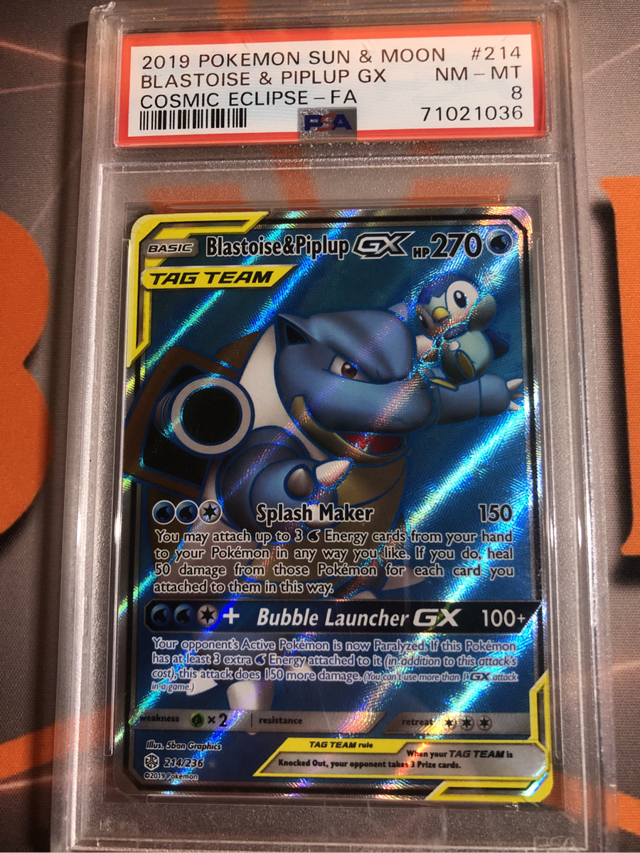 Blastoise & Piplup GX 2019 Graded PSA 8 Pokémon trading card