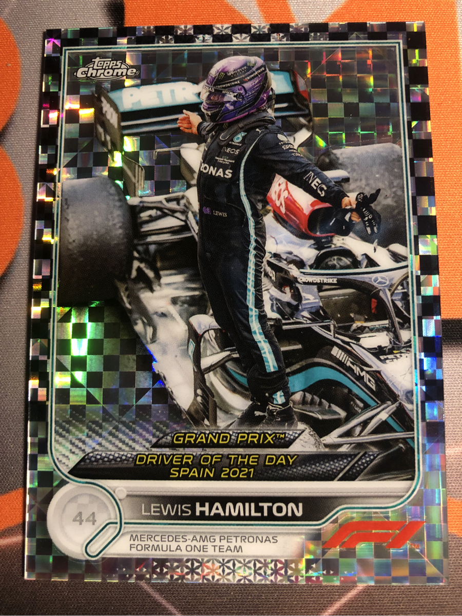Lewis Hamilton RARE 2022 Checker Flag X Fractor F1 First year Topps Chrome trading card