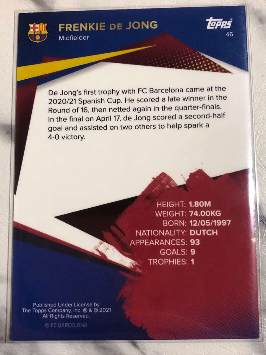 Frenkie De Jong Title Winners Topps Barcelona set 2021 Soccer trading card