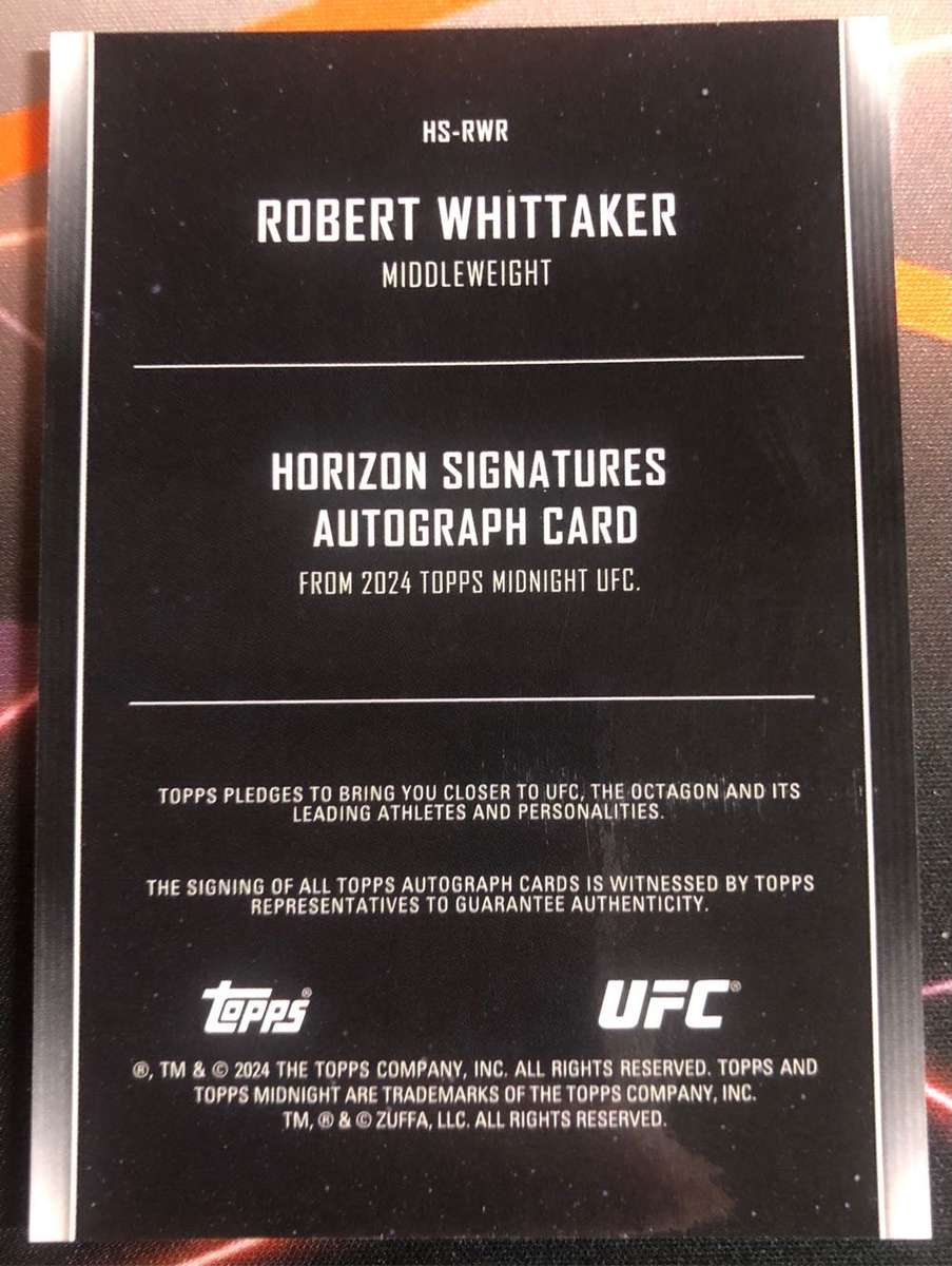 Robert Whitaker MIDNIGHT Autograph  UFC 2024 Trading card
