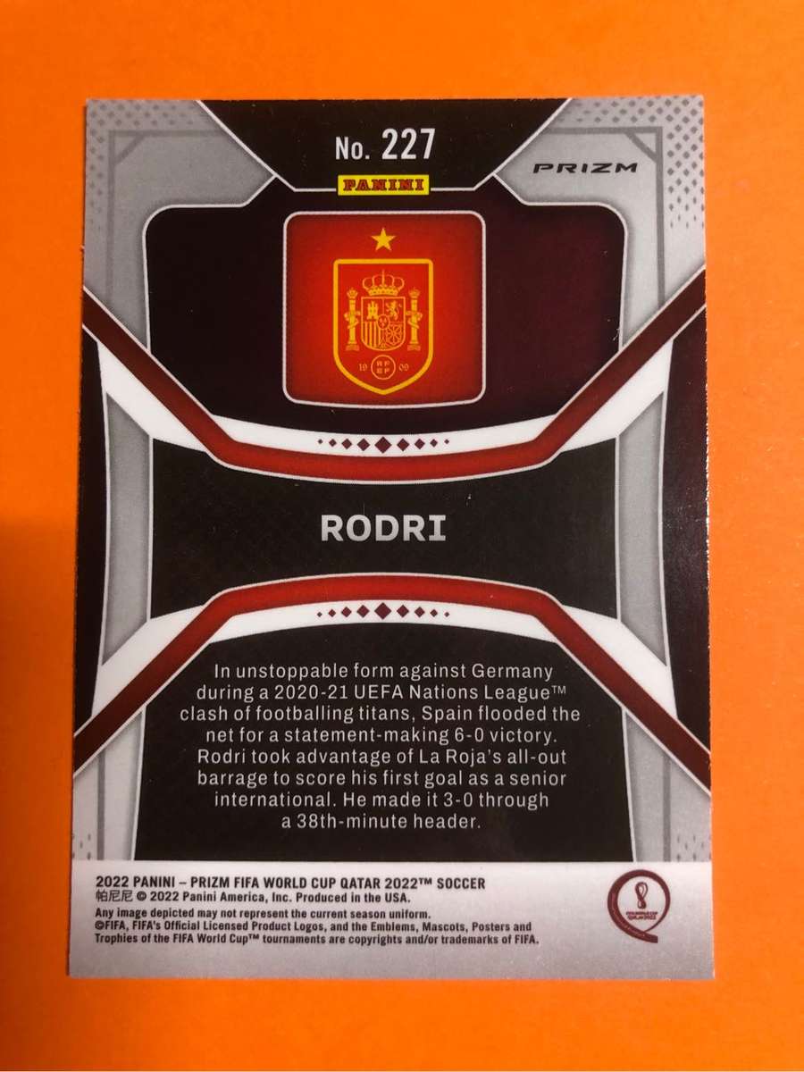 Rodri REFRACTOR Prizm World Cup 2022 Soccer trading card
