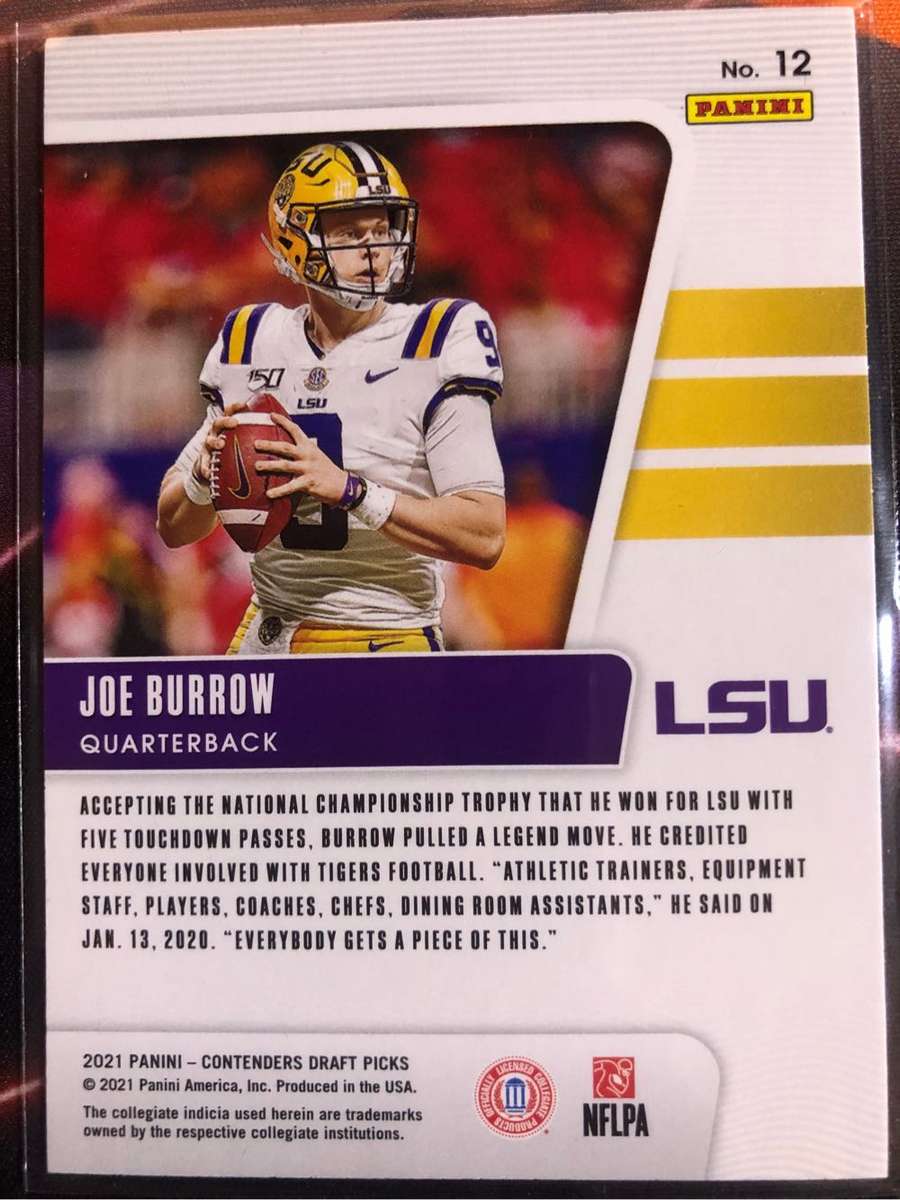 Joe Burrow Campus Legends LSU Panini Contenders 2021 American Football trading card