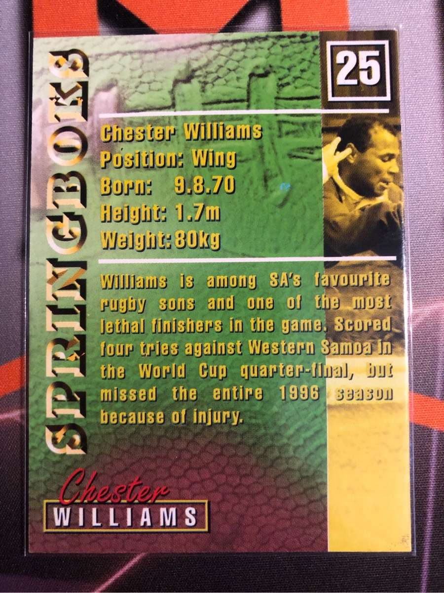 Chester Williams RARE Springbok 1997 Rugby trading card