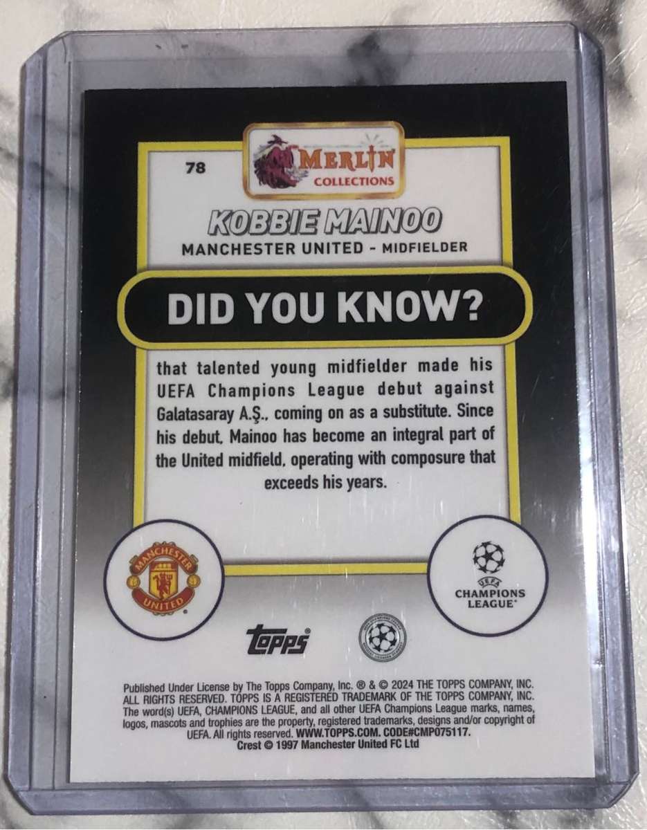 Kobbie Mainoo NUMBERED out of 399 GREEN Topps Merlin 2024 Man United soccer trading card