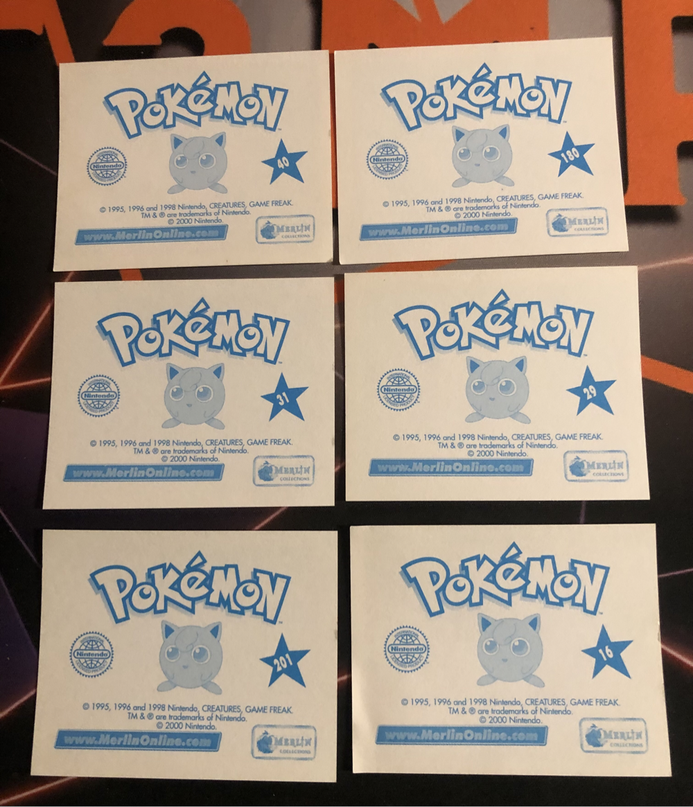Pikachu Rare BUNDLE of 6 Pokemon Topps Merlin stickers  Unstuck Near mint condition