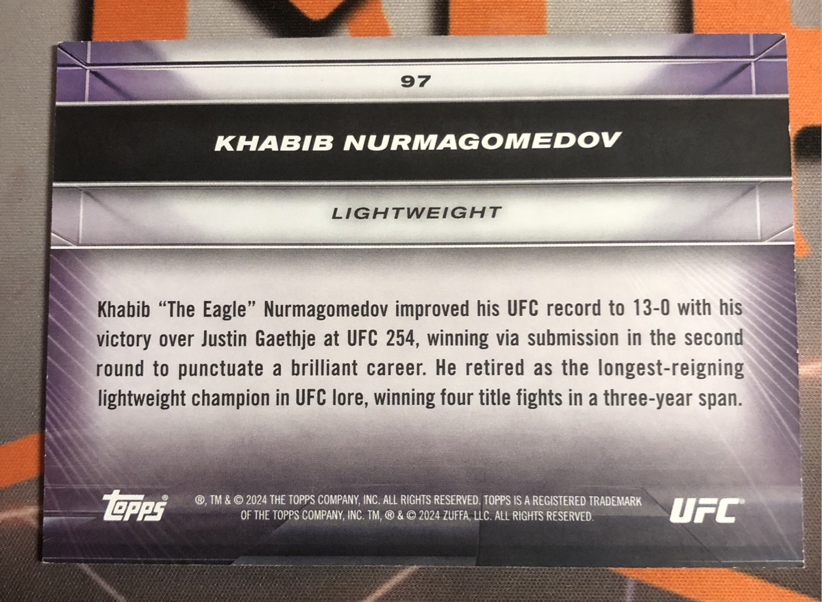 Khabib Nurmagomedov Rare HIGH END Topps KNOCKOUT 2024 UFC trading card