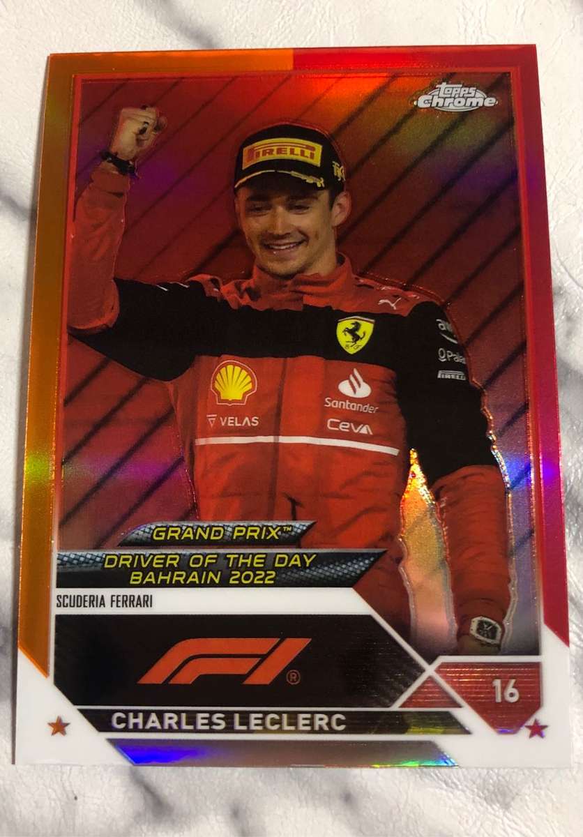 Charles Leclerc Orange Red Non Numbered Topps Chrome 2023 F 1 Trading card