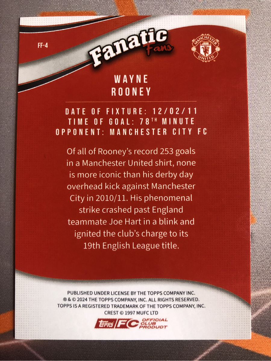 Wayne Rooney NEW Topps 2025 Man United Soccer trading card