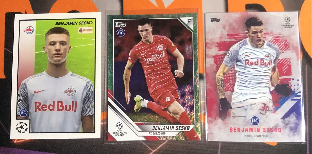 Benjamin Sesko DISCOUNTED Rare ROOKIE BUNDLE of 3, 2022 soccer trading cards
