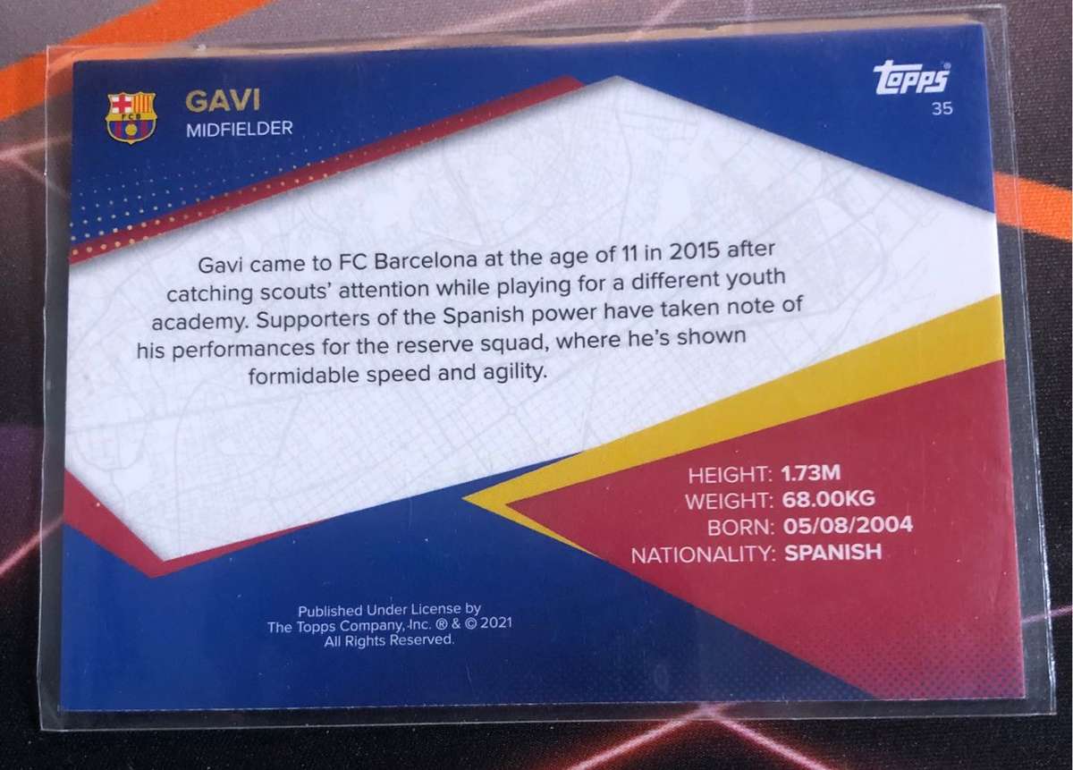 Gavi ROOKIE Topps Barcelona 2021 Soccer trading card