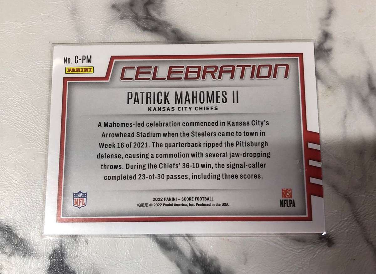 Patrick Mahomes SCORE Celebrations 2022 American Football Trading card