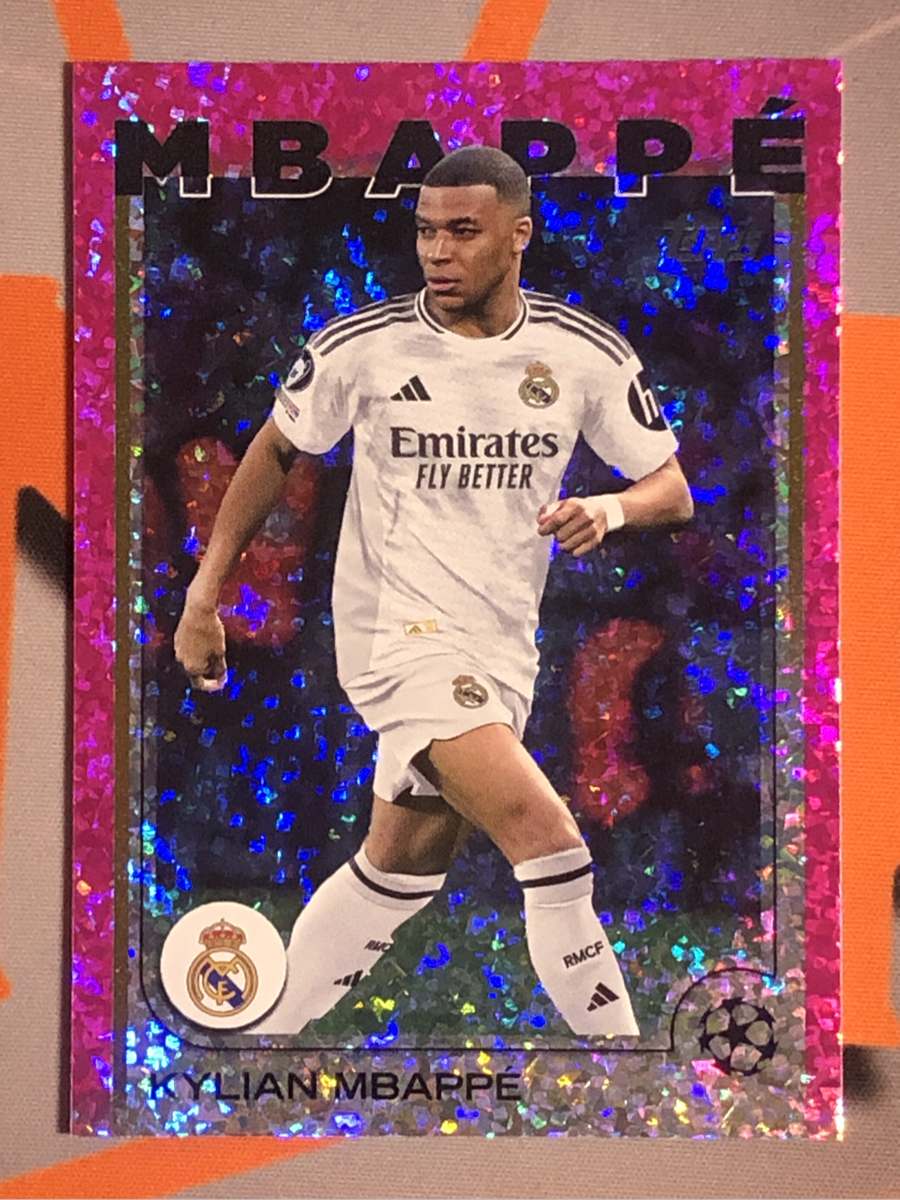 Kylian Mbappe PINK Speckle Topps 2025 Soccer trading card