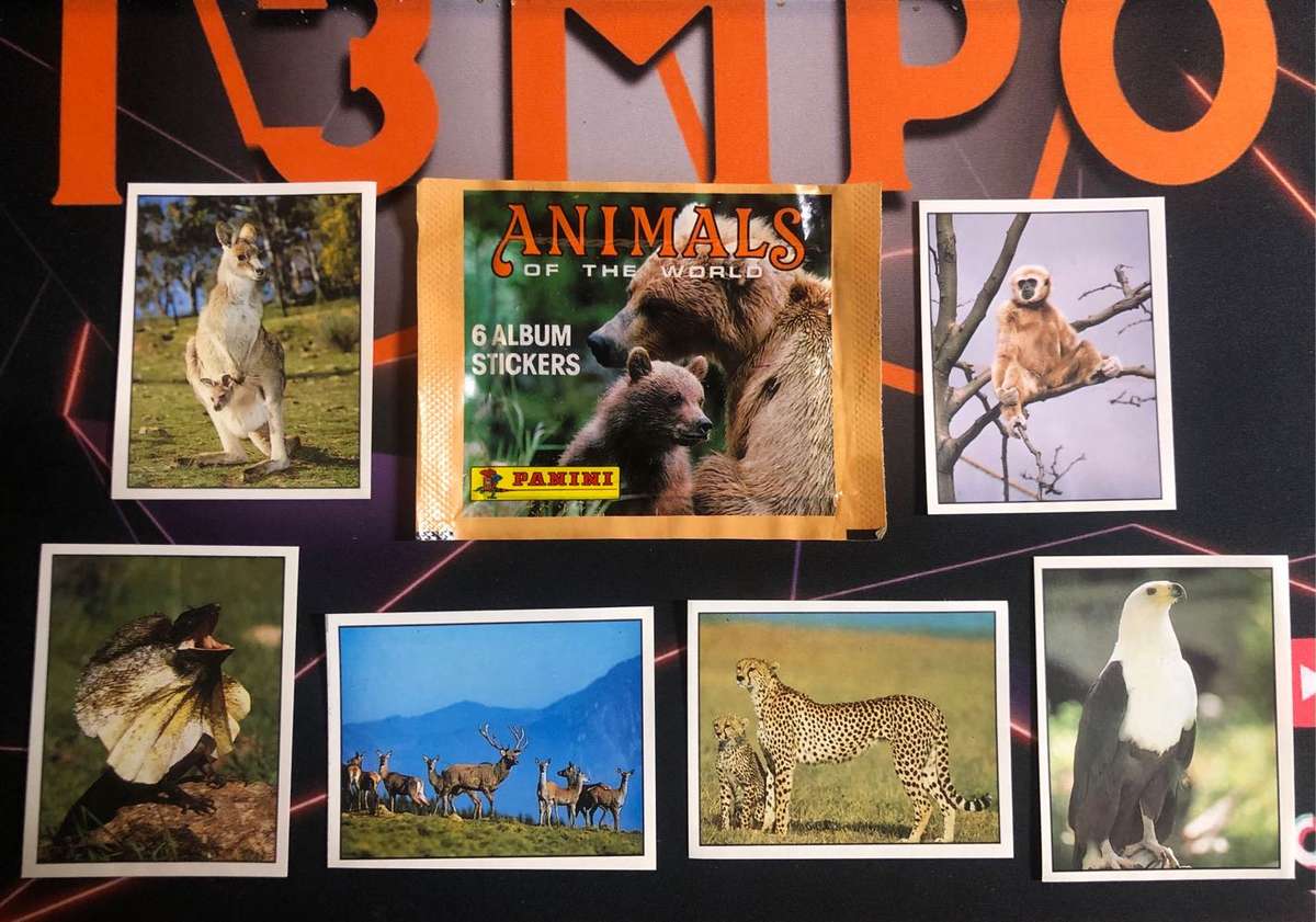 1990 Animals of the World VERY Rare UNOPENED sticker pack of 6 stickers (100+ packs available)