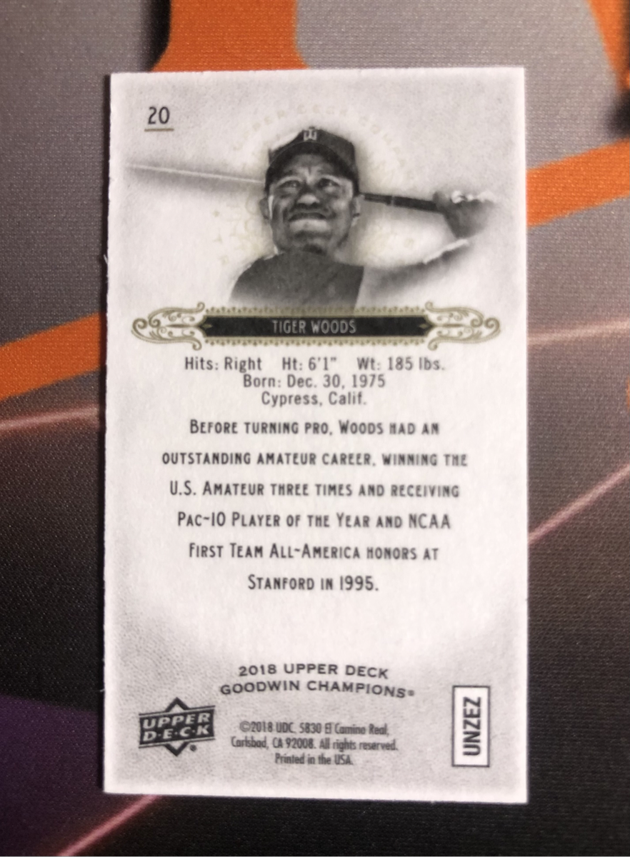 Tiger Woods MINI Upper deck Goodwin champions 2018 Golf trading card