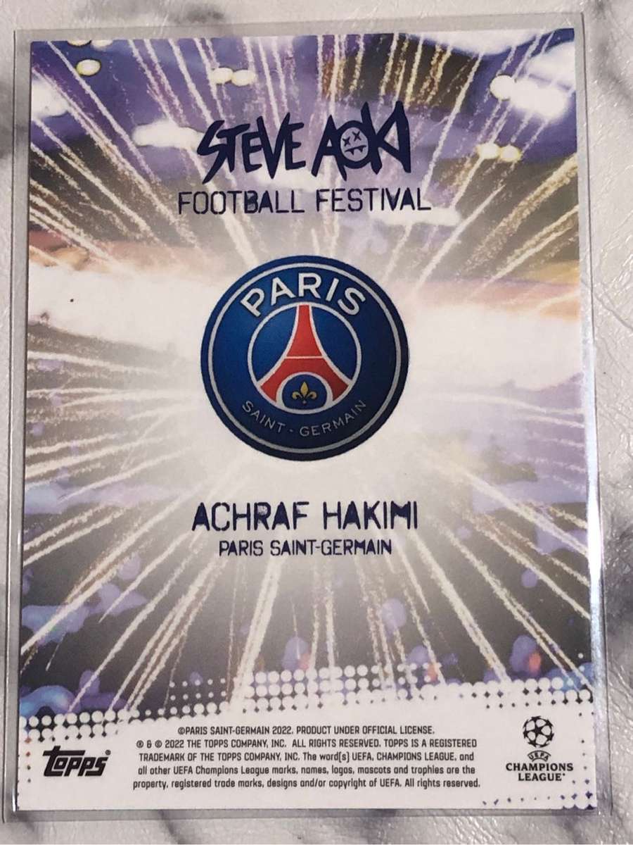 Achraf Hakimi Firework  Steve Aoki 2022 Topps Soccer trading card