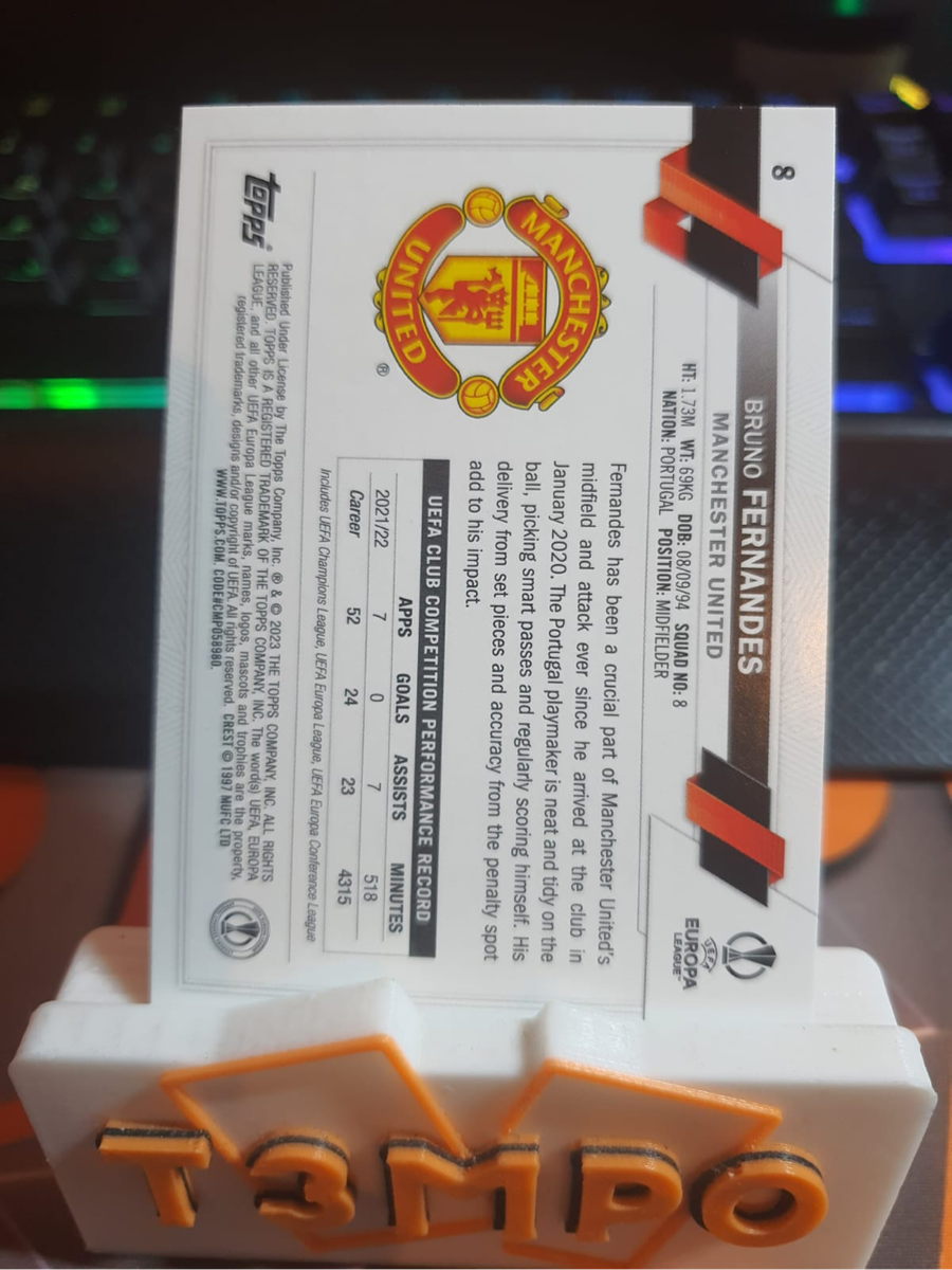 Bruno Fernandes RARE Carnival Variant 2023 Topps Soccer trading card