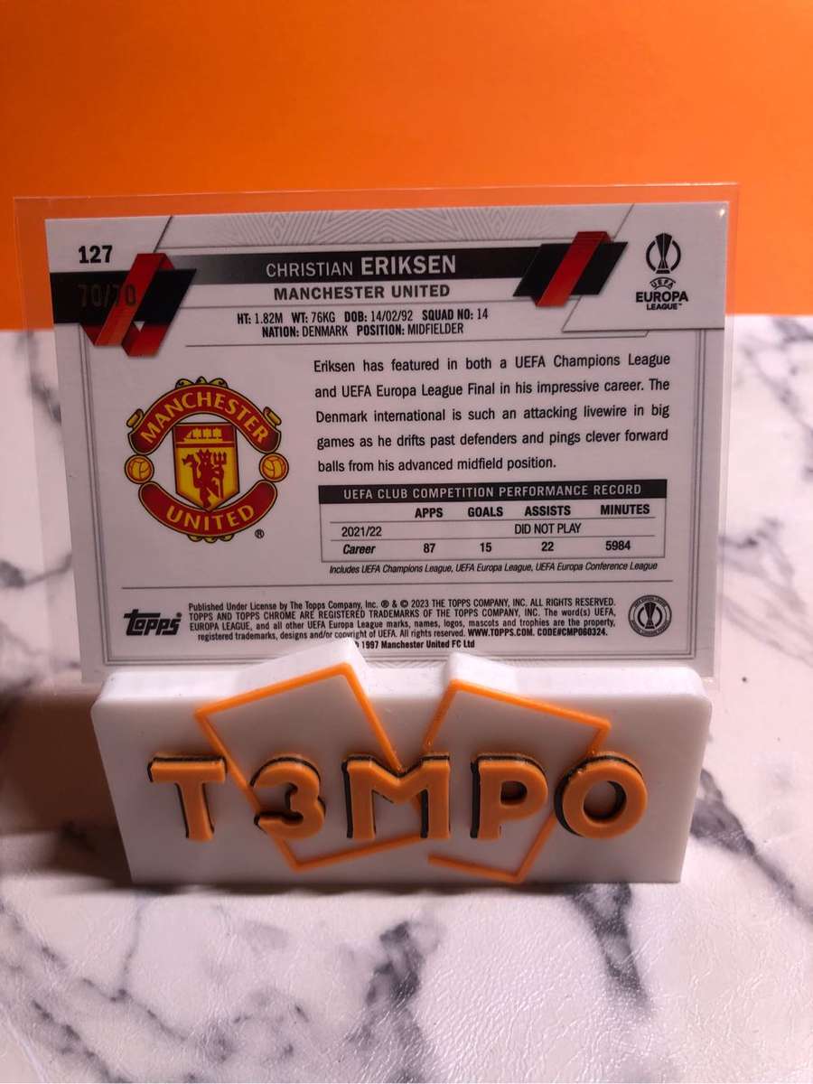 Christian Eriksen NUMBERED 70/70 GREEN (mini 1 of 1) Topps chrome 2023 soccer trading card