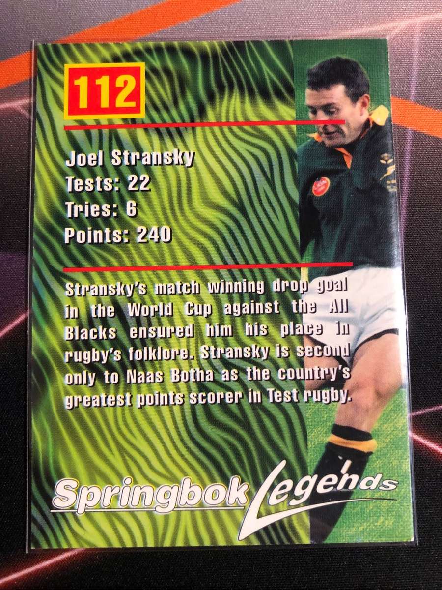 Joel Stransky Springbok Legends 1997 Rugby trading card
