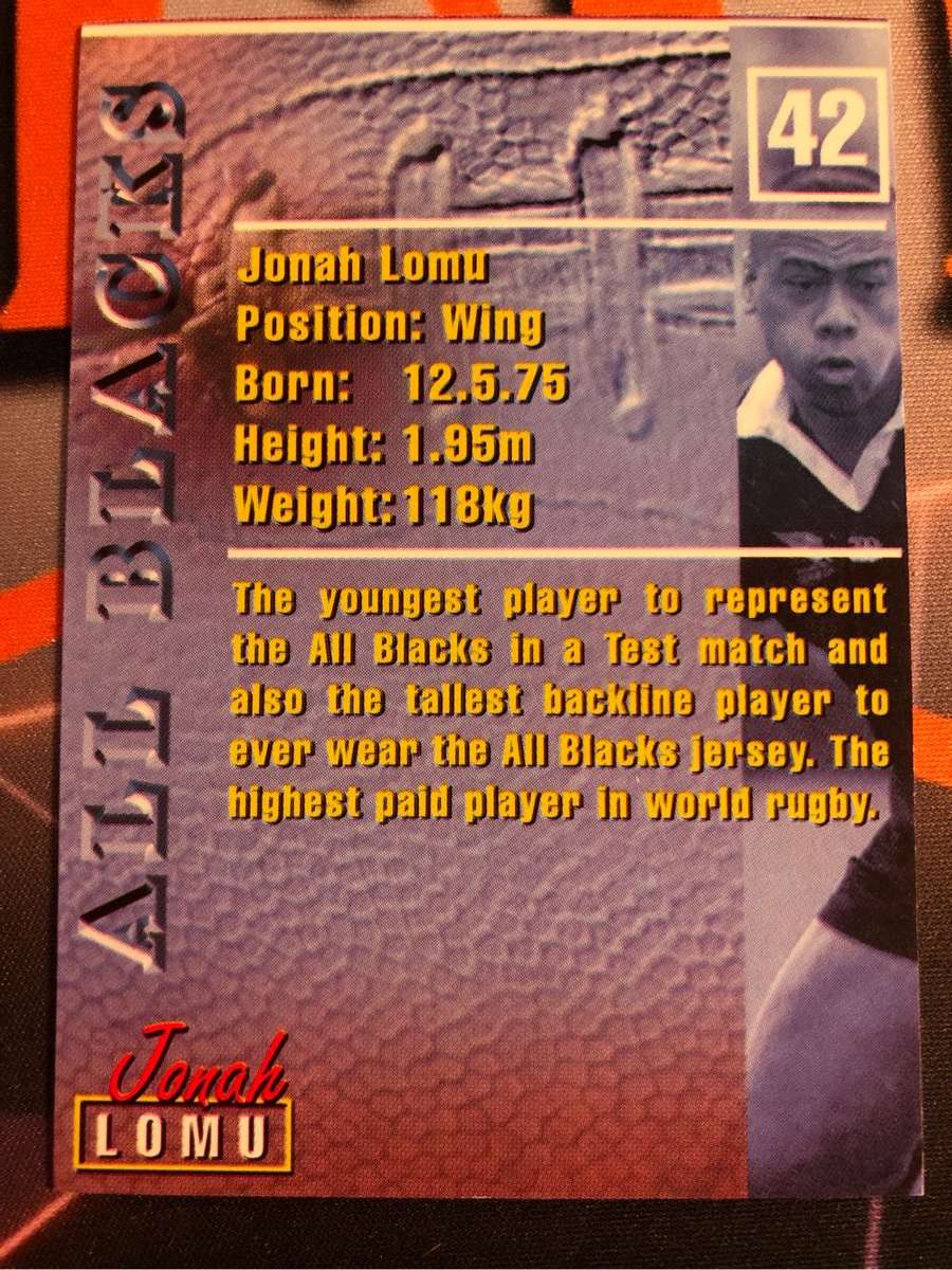 Jonah Lomu ALL BLACKS Rugby 1997 trading card