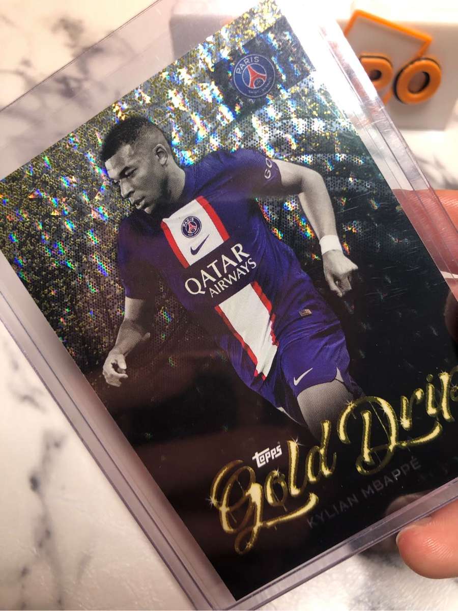 Kylian Mbappe GOLD DRIP Topps 2023 Soccer trading card 