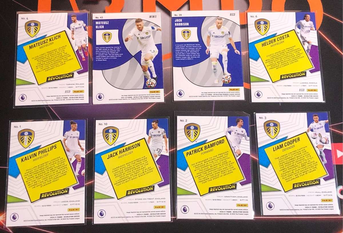 LEEDS Bundle of 8 Revolution EPL trading cards 