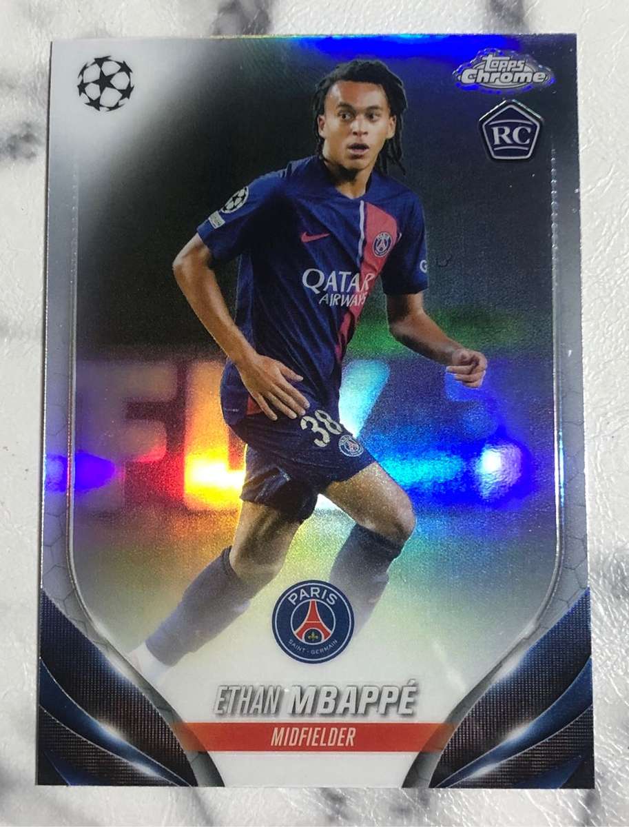 Ethan Mbappe ROOKIE Refractor 2024 (Kylian Mbappes younger brother) Topps soccer trading card