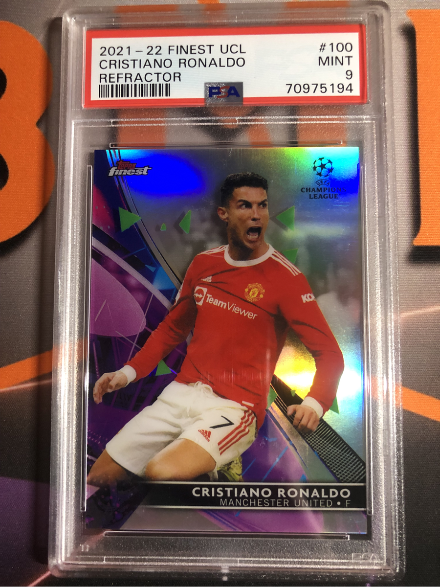 Cristiano Ronaldo REFRACTOR Topps Finest 2021 UCL Graded PSA9  Soccer trading card