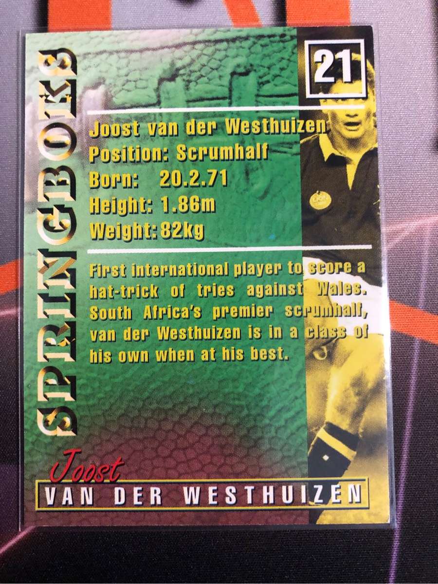 Joost Van Der Westhuizen RARE Springbok 1997 Rugby trading card