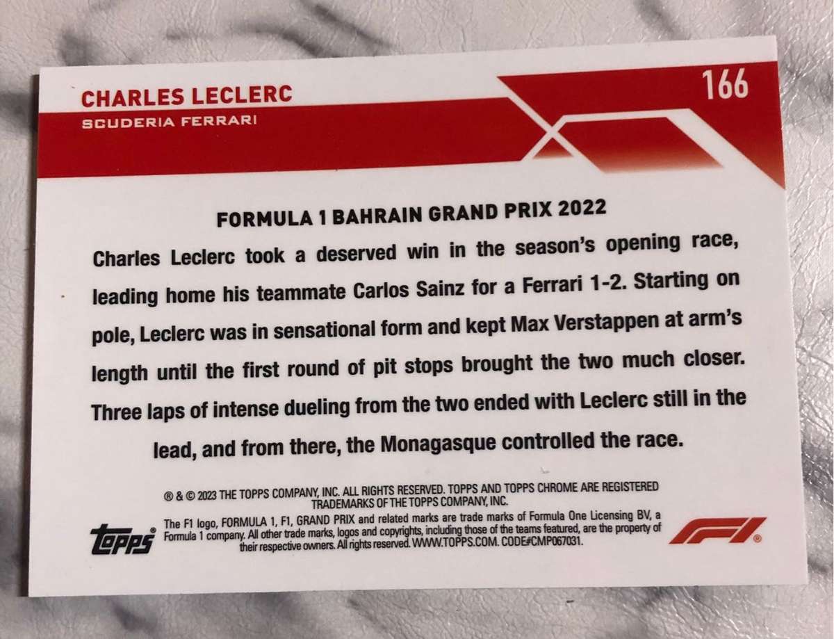 Charles Leclerc Orange Red Non Numbered Topps Chrome 2023 F 1 Trading card