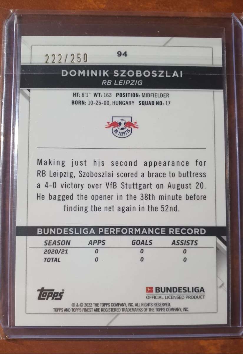 Dominic Szoboszlai Numbered /250 Purple Wave  SOCCER TRADING CARD