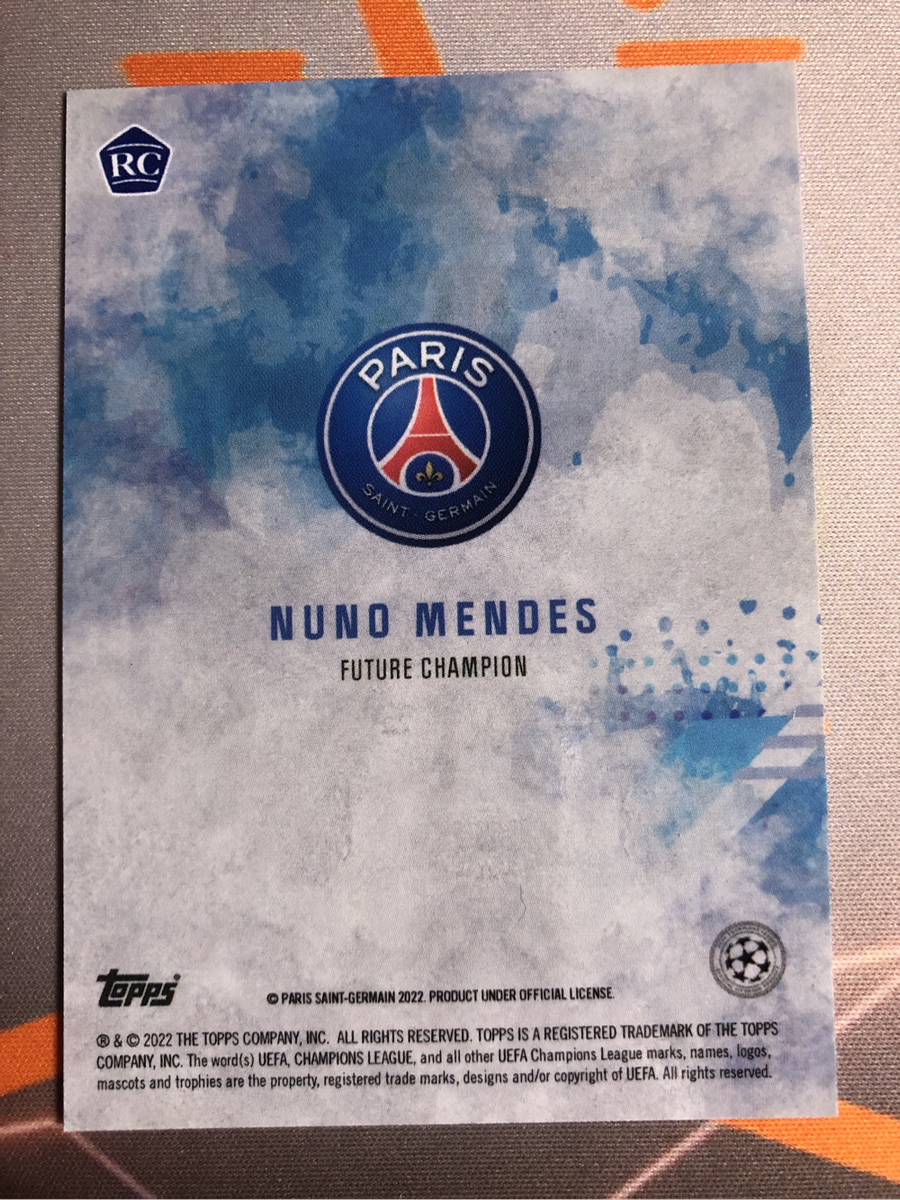 Nuno Medes ROOKIE Topps 2022 soccer trading card