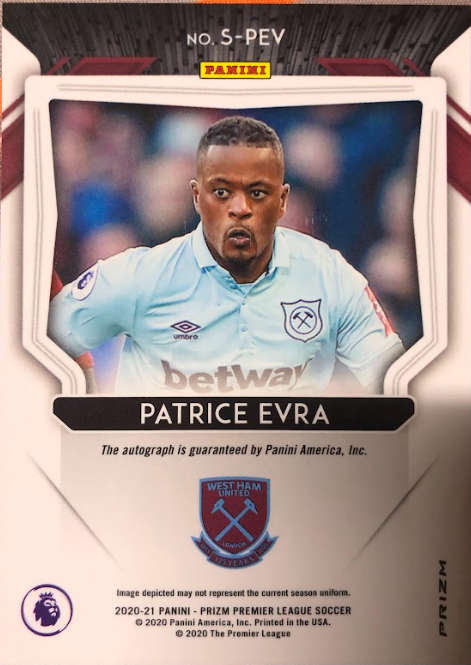 Patrice Evra RARE Prizm 2020-2021 (ONLY 10 in the world) Gold wave Autograph