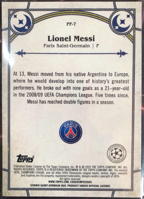 Lionel Messi Topps Merlin 2022 Prophecy Fulfilled REFRACTOR