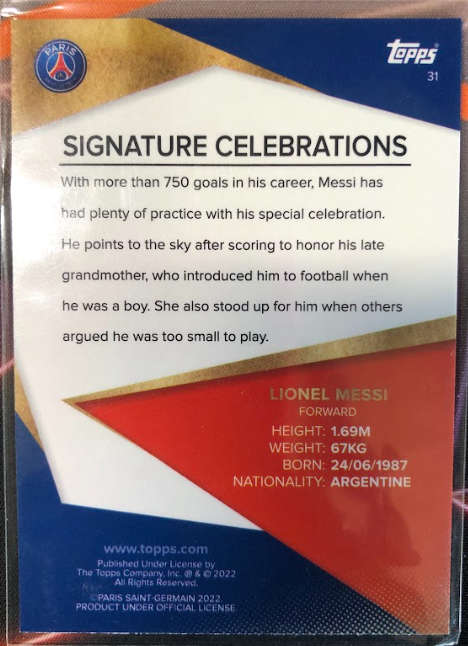Lionel Messi Topps PSG team set