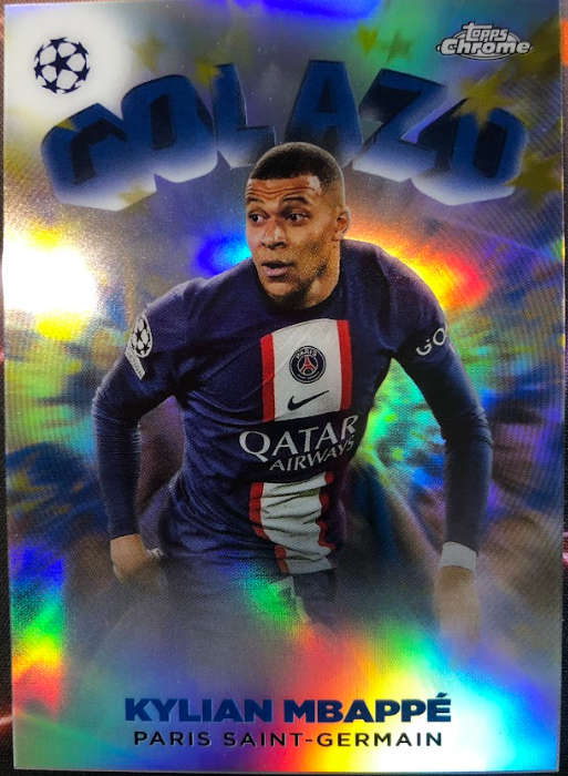 Kylian Mbappe GOLAZO Topps Chrome refractor 2023