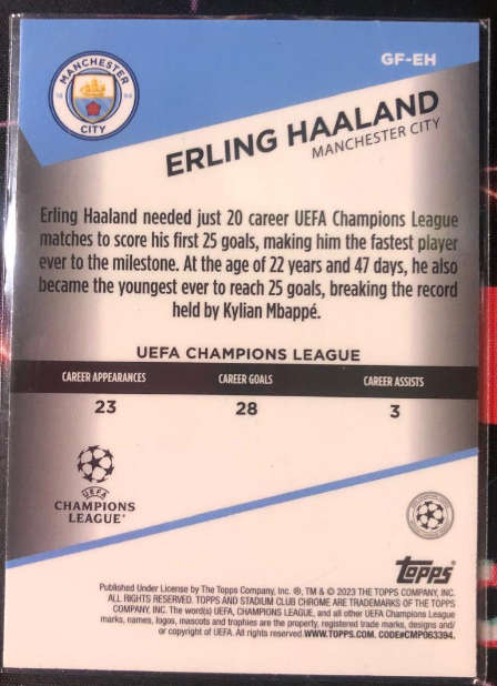 Erling Haaland Stadium Club Chrome Topps 2022-2023